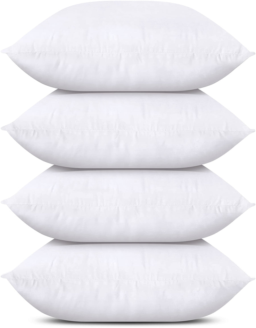 Throw Pillows (Set of 4, White), 18 x 18 Inches Pillows for Sofa, Bed and Couch Decorative Stuffer Pillow