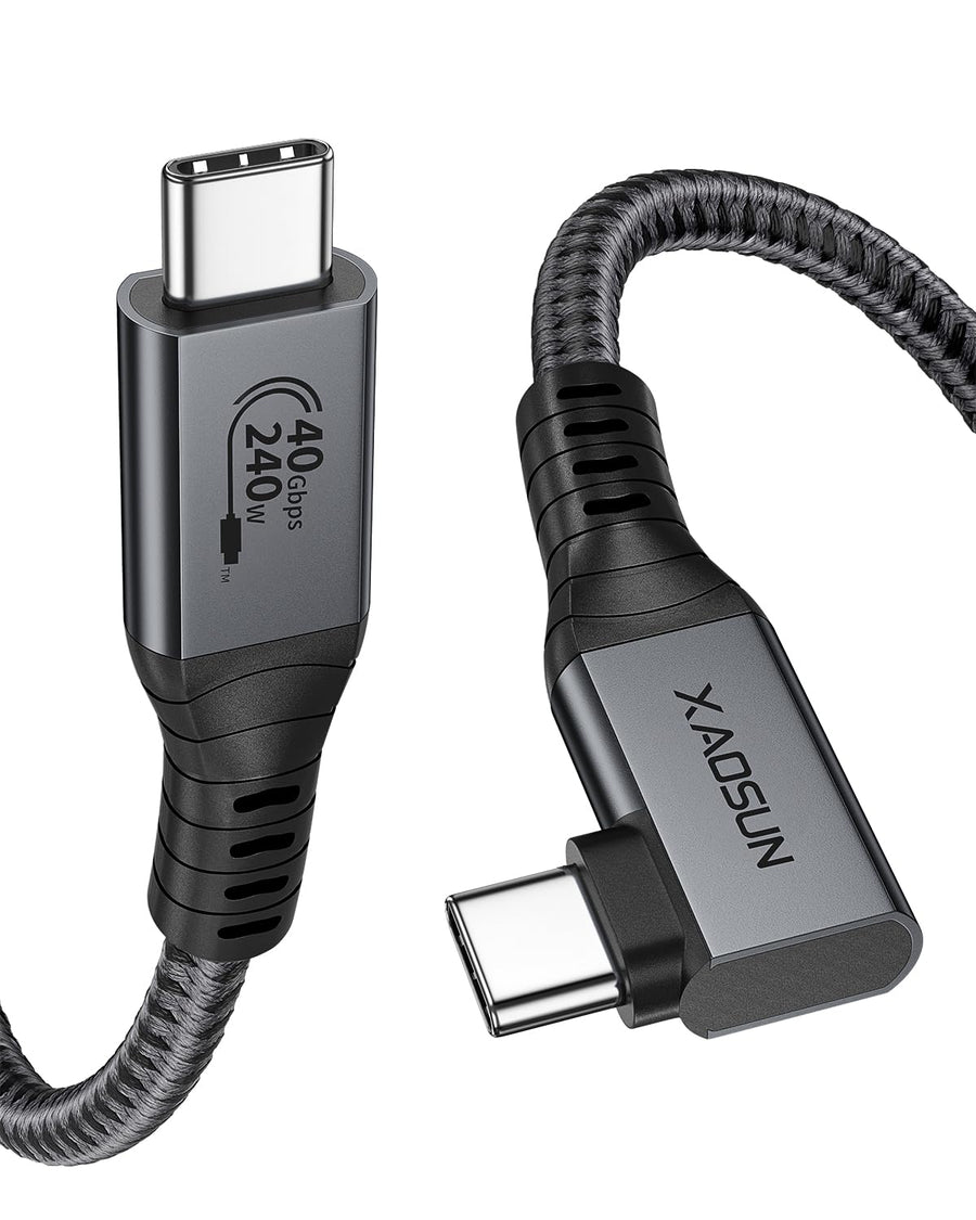 240W USB 4 Cable for Thunderbolt 4, Right Angle Thunderbolt 4 Cable 90 Degree, 240W USB C to USB C Cable with 40Gbps Data, 8K@60Hz Display, for Thunderbolt MacBook Docks eGPU Hub 3.3ft