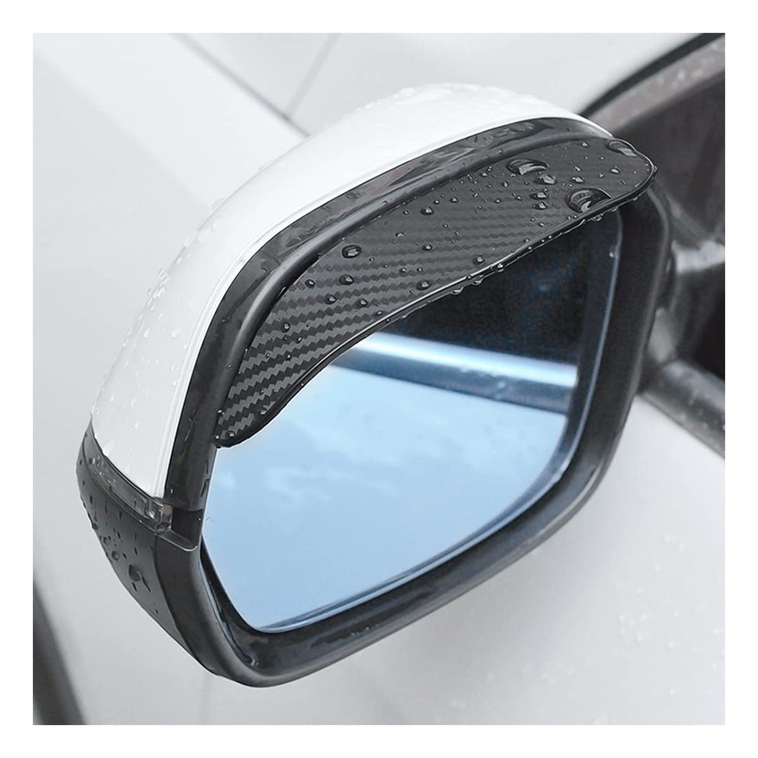 2PCS Smoke Visor Guards for Car Side Mirrors - Waterproof Carbon Fiber Auto Rain Eyebrows for Cars, Trucks and SUVs - Universal Fit (Black)
