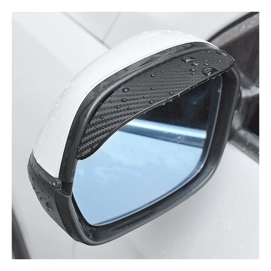 2PCS Smoke Visor Guards for Car Side Mirrors - Waterproof Carbon Fiber Auto Rain Eyebrows for Cars, Trucks and SUVs - Universal Fit (Black)