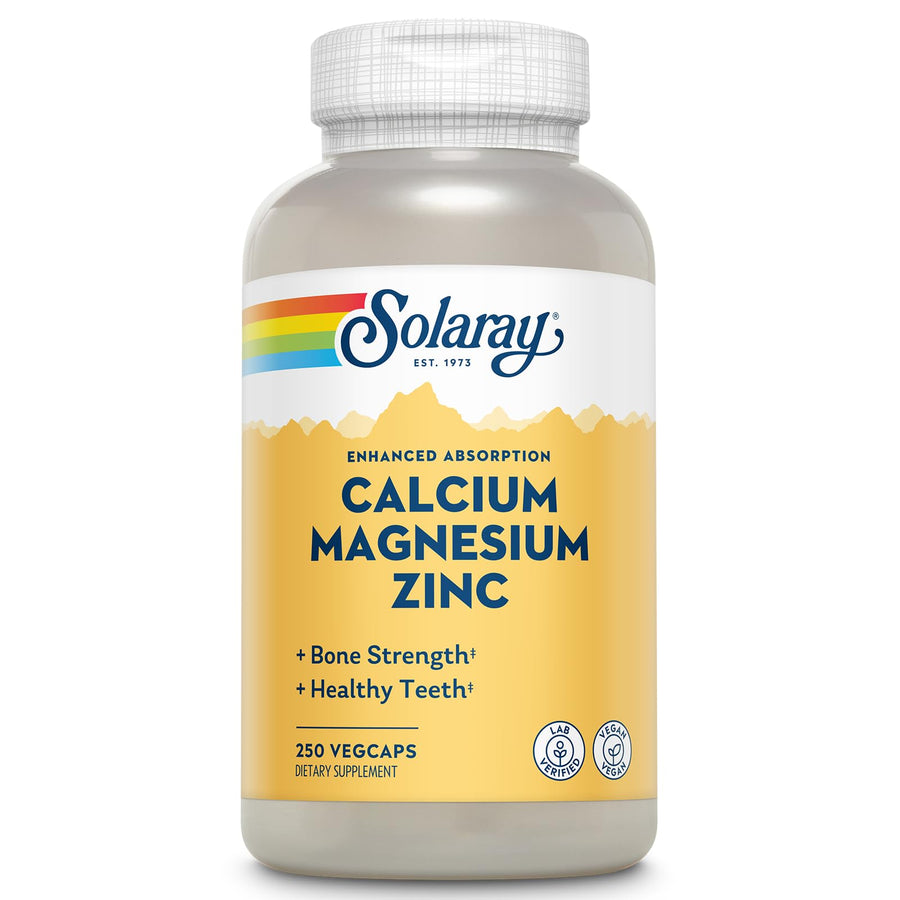 Calcium Magnesium Zinc Supplement - with Calcium 1000mg, Magnesium 500mg - Bone Health, Muscle Function, Heart Health and Immune Support - Vegan, 60 Day Guarantee, 62 Servings, 250 VegCaps