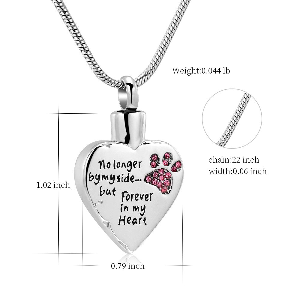 Your Wings were Ready, But My Heart was Not Stainless Steel Carved Locket Cremation Urn Necklace for Pet Dog Cats (No Longer-Pink)