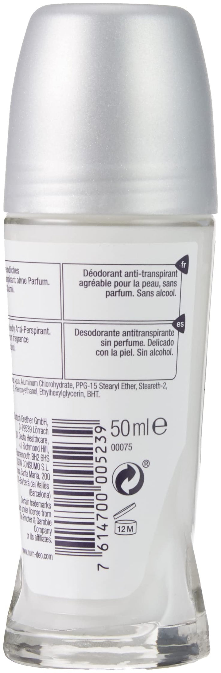 Mum Unperfumed Roll On antiperspirant 50ml