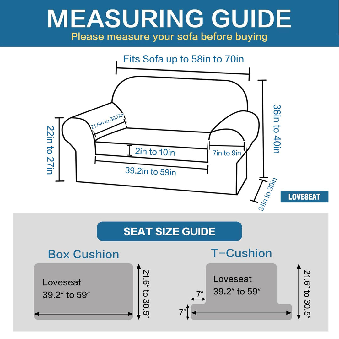 High Stretch 2-Piece Loveseat Furniture Cover Loveseat Covers for 2 Cushion Couch, Suit for T Cushion/Box Cushion Rich Jacquard Spandex Fabric Non Slip Stay in Place (Loveseat, Grey)