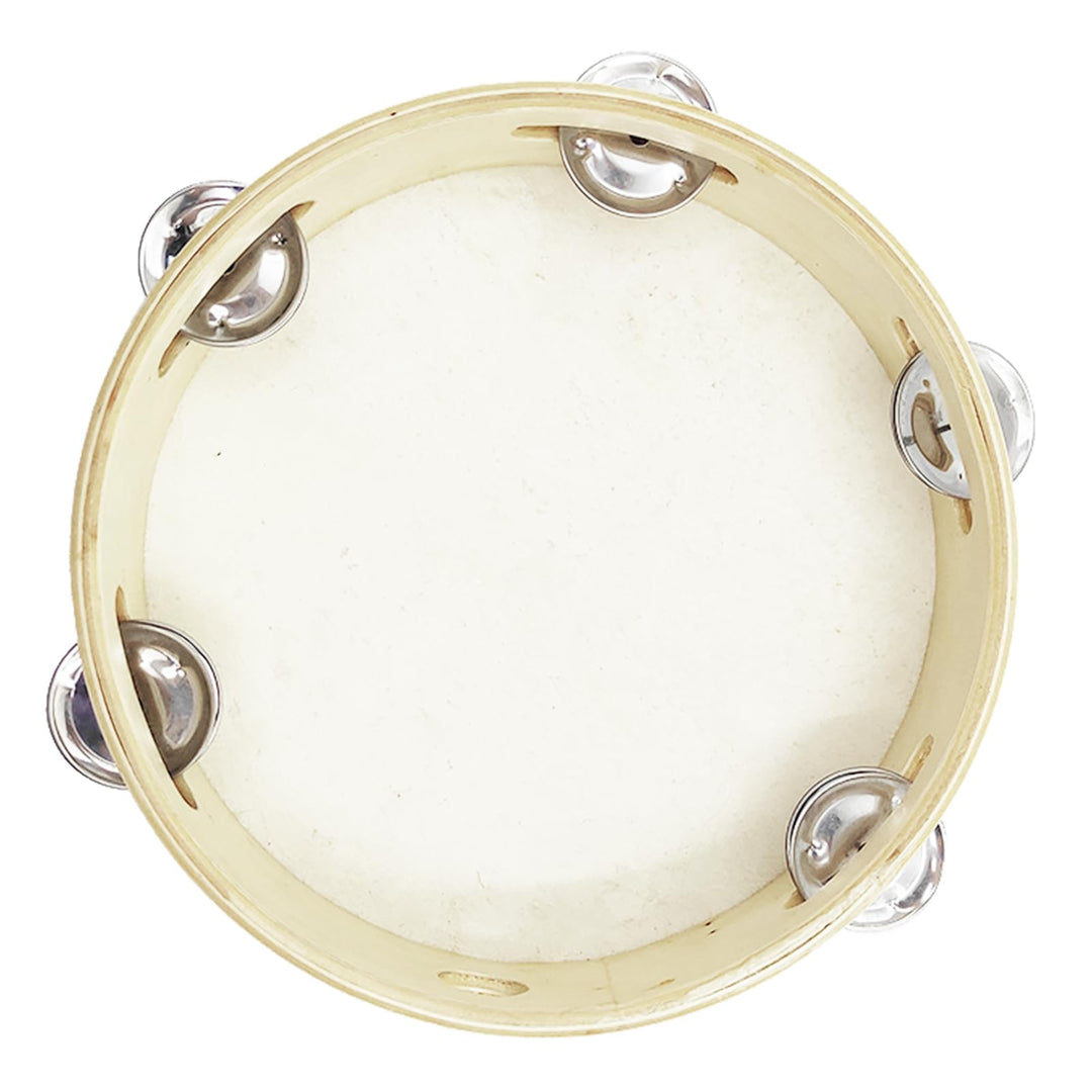 8 Wood Handheld Tambourine - Single Row 5 Pairs Jingles