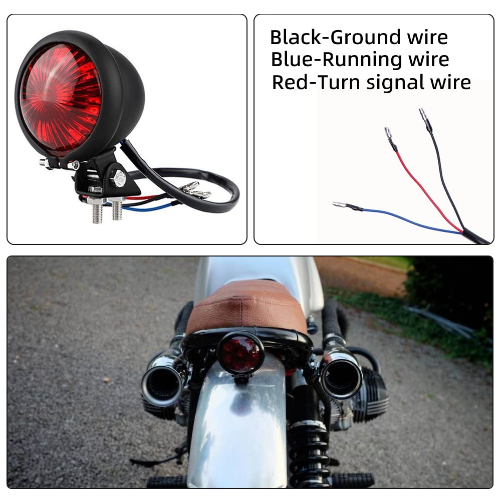 Motorcycle Tail Light Red 8 LED Stop Lamp Compatible With Chopper Bobber Cafe Racer Bike