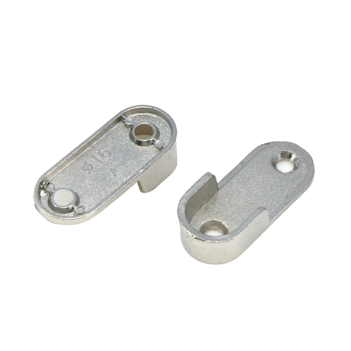 2 Pair Zinc Alloy Oval Hanging Rail Rod Holder End Bracket Support for Wardrobe Closet Silver 0.63 Inner Size
