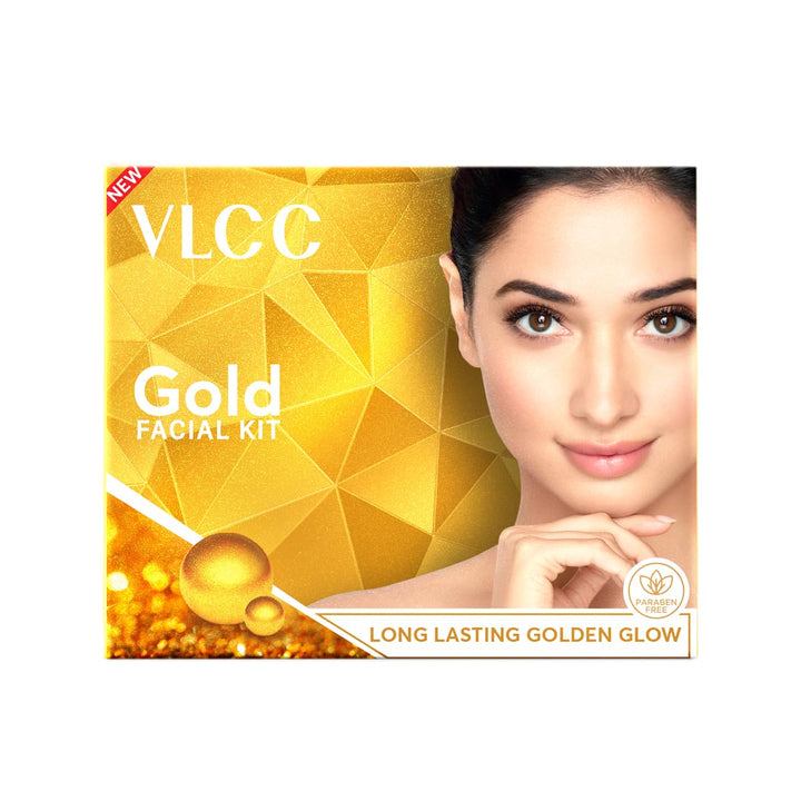 Gold Facial Kit, Bright & Glowing Skin - 60g | Pamper your Skin for a Luminous Glow | Parlour Glow with 24K Gold Bhasma, Rose Extracts, Turmeric & Aloe Vera.