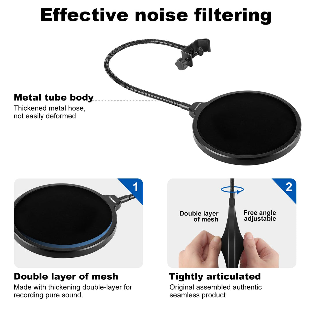 Clamp On Studio Microphone Mic Round Shape Wind Pop Filter Mask Shield