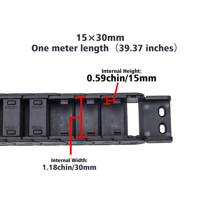 2PCs Drag Chain, 15 x 15 mm Plastic Flexible Semi-Enclosed Cable Carrier, Wire Carrier Cable with End Connectors, Screwdriver, Screws for 3D Printers, CNC Engraver, Milling Machine