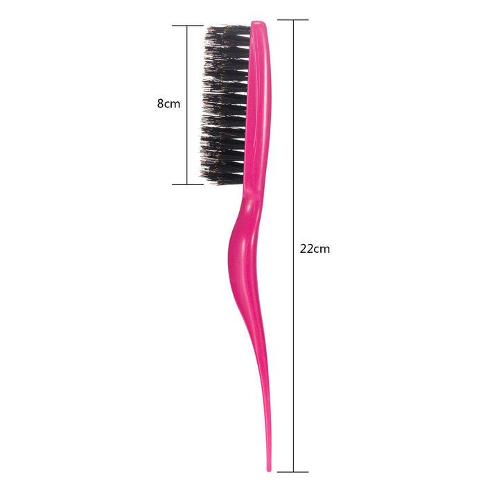 2 Pieces Boar Bristle Brush Salon Comb Hair Teasing Fuchsia And Black