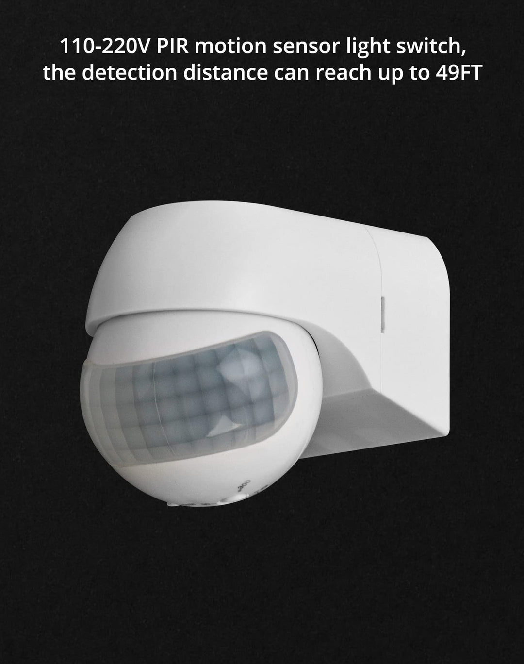 110-220V PIR Motion Sensor Light Switch, 2 Pack, High Sensitive Waterproof Wall Sensor Light Switch for Outdoor&Indoor, 49-98FT Detection Distance