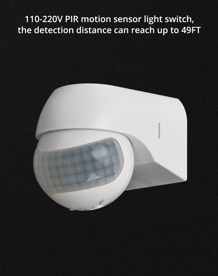 110-220V PIR Motion Sensor Light Switch, 2 Pack, High Sensitive Waterproof Wall Sensor Light Switch for Outdoor&Indoor, 49-98FT Detection Distance