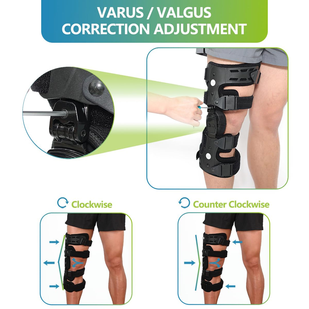 OA Unloader Knee Brace, Osteoarthritis Adjustable ROM Stabilizing Protection and Recovery from Load Reduction Arthritis Cartilage Repair Joint Pain Medial or Lateral Degeneration (Black, Left)