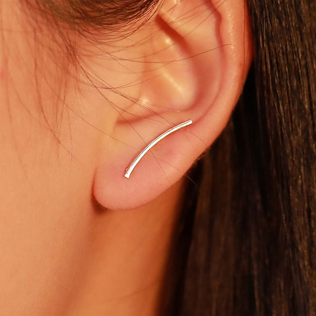 Boho Bar Ear Climber Earrings Gold Stick Studs Earrings Bar Ear Crawler Earrings Geometric Minimalist Earrings Jewelry for Women (Gold)