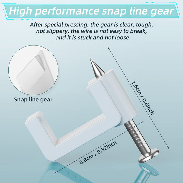Cable Clips White - 100 Pieces Ethernet Cable Clips with Steel Nails 8mm Cord Holder for Cat8 Cat7 Cat6 Flat Ethernet Cable - 0.32 inch