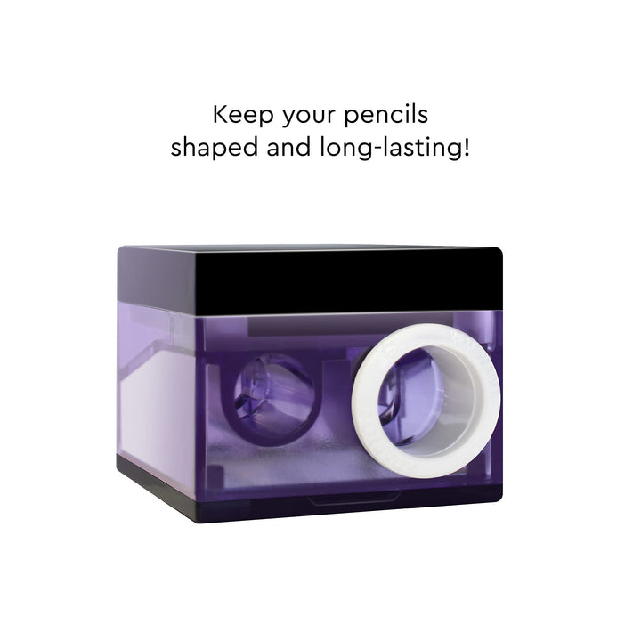 Makeup Pencil Sharpener for Lip, Eyebrow, and Eyeliner Pencil, Made in German Stainless Steel Blade, Size-Adjusting Adapter, Cleaning Stick