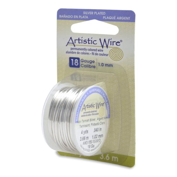 , 18 Gauge Silver Plated Tarnish Resistant Colored Copper Craft Jewelry Wrapping Wire, Tarnish Resistant Silver, 4 yd