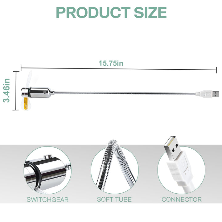 New USB Clock Fan with Real Time Clock and Temperature Display Function,Silver,1 Year Warranty