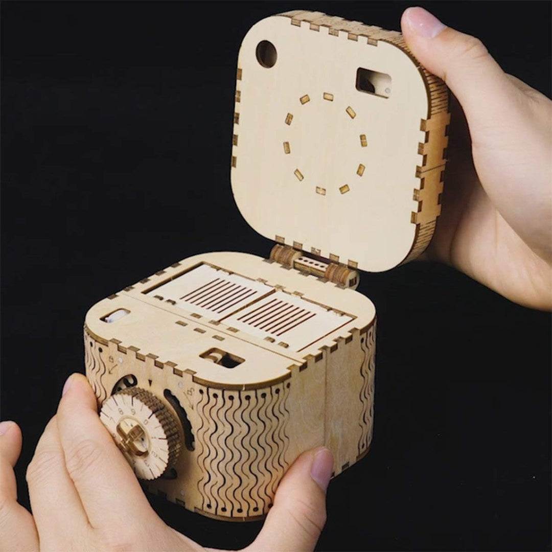 3D Wooden Puzzle Mechanical Treasure Box Model DIY Brain Teaser Projects for Adult Kid Age 14+