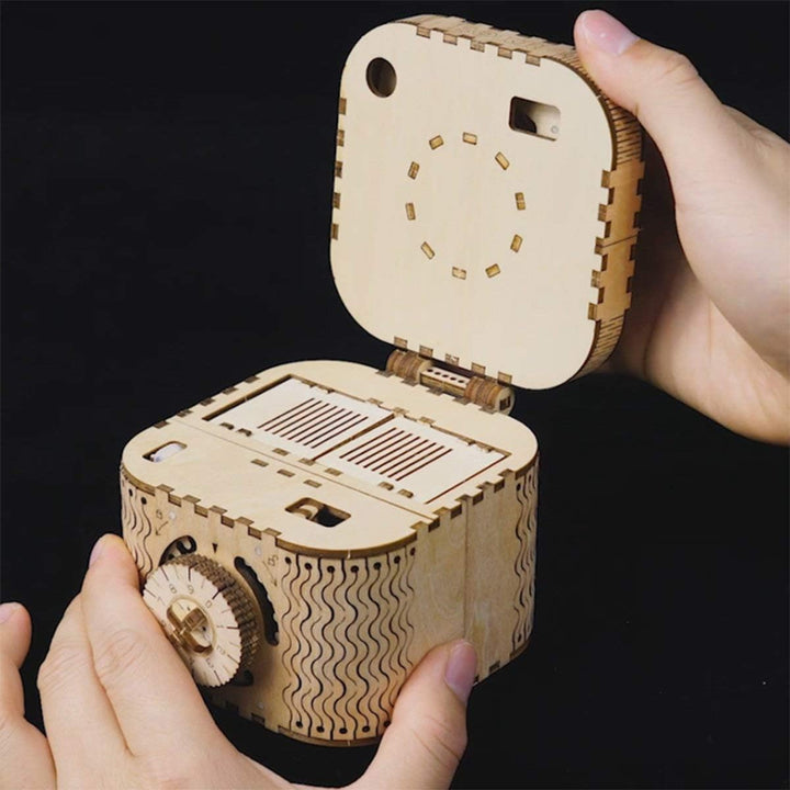 3D Wooden Puzzle Mechanical Treasure Box Model DIY Brain Teaser Projects for Adult Kid Age 14+