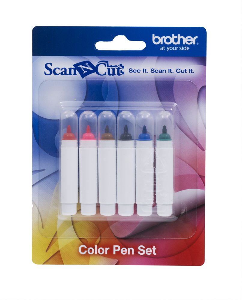 ScanNCut Pen Set CAPEN1, 6-Piece Color Permanent Ink Pens for Drawing and Writing, Includes Red, Pink, Brown, Black, Blue and Green