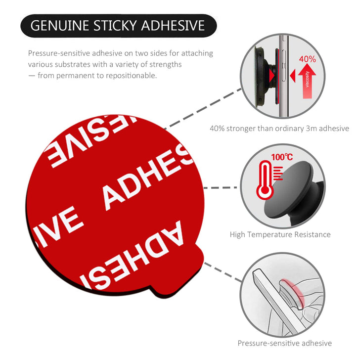 Very High Bond Sticky Adhesive, 12 Pack Socket Sticky Adhesive Replacement Kit, 1.4 inches Double-Sided Stickers for Collapsible Grips Socket Base
