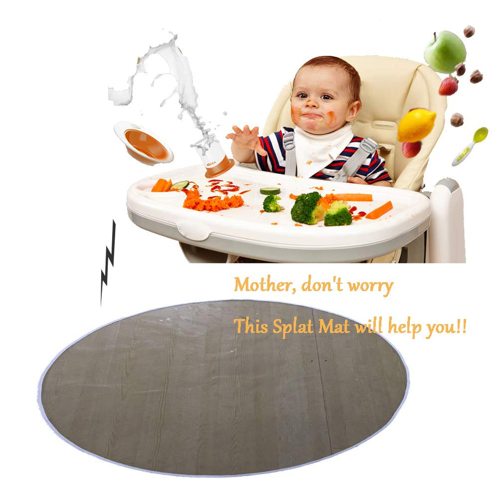 Floor Mat Plastic Splat Mat Highchair Mat for Floor, Waterproof High Chair Floor Protector, Multi-Purpose Playmat for Playing and Feeding, Clear, Round, Non Slip