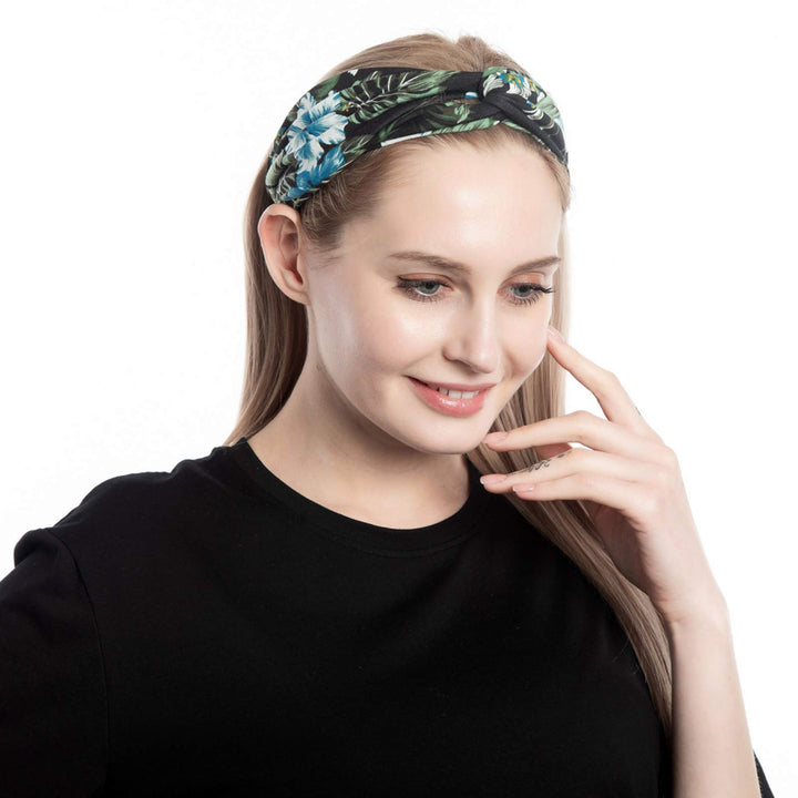 Wide Headbands for Women Black Stylish Knotted Head Wraps Boho Thick Hairbands Large African Sport Yoga Workout Running Turban Headband Hair Accessories Head Scarf
