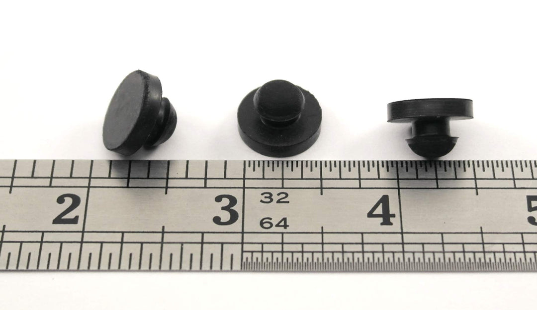 Rubber Push-in Ridged Stem Bumper 9/16 Diameter fits 1/4 Hole in 1/8 Thick Material (12)