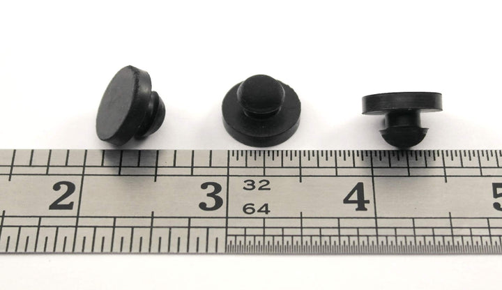 Rubber Push-in Ridged Stem Bumper 9/16 Diameter fits 1/4 Hole in 1/8 Thick Material (12)