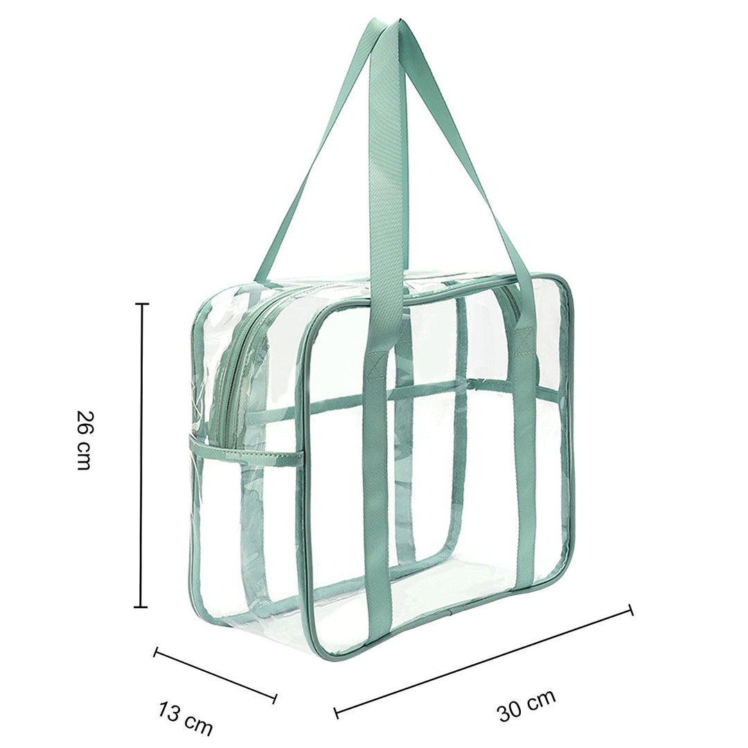 Clear Tote Bag Cosmetic Bag Transparent Makeup Toiletry Lightweight Waterproof Organizer Beach Bag Green