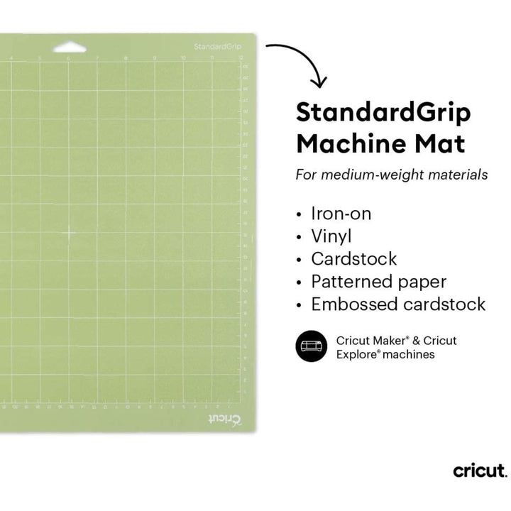 StandardGrip Machine Mats 12in x 24in, Reusable Cutting Mats for Crafts with Protective Film, Use with Cardstock, Iron On, Vinyl and More, Compatible with Explore & Maker (2 Count)