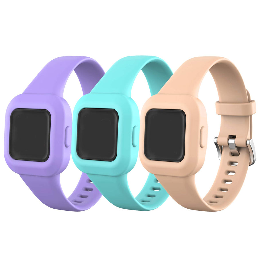 Compatible with GarminFit JR.3/vivofit jr.3 Bands Soft Silicone Adjustable Wrist Band Watchband Strap Replacement for GarminFit JR.3/vivofit jr.3 for Kids,Lavender&Mint green&Khaki