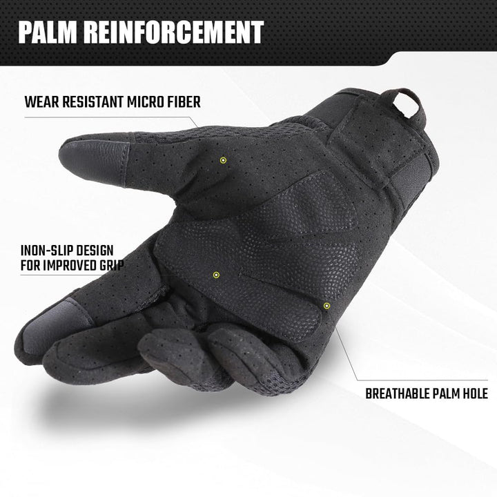 Tactical Gloves for Men Breathable Flexible Touch Screen Full Finger Gloves for Airsoft Paintball Motorcycle Cycling Camping Black M