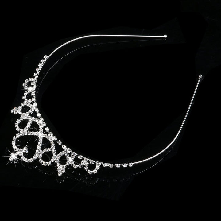 Tinsky Delicate Wedding Party Children Flower Girl Crystal Rhinestones Heart Shaped Crown Headband Tiara (Silver)