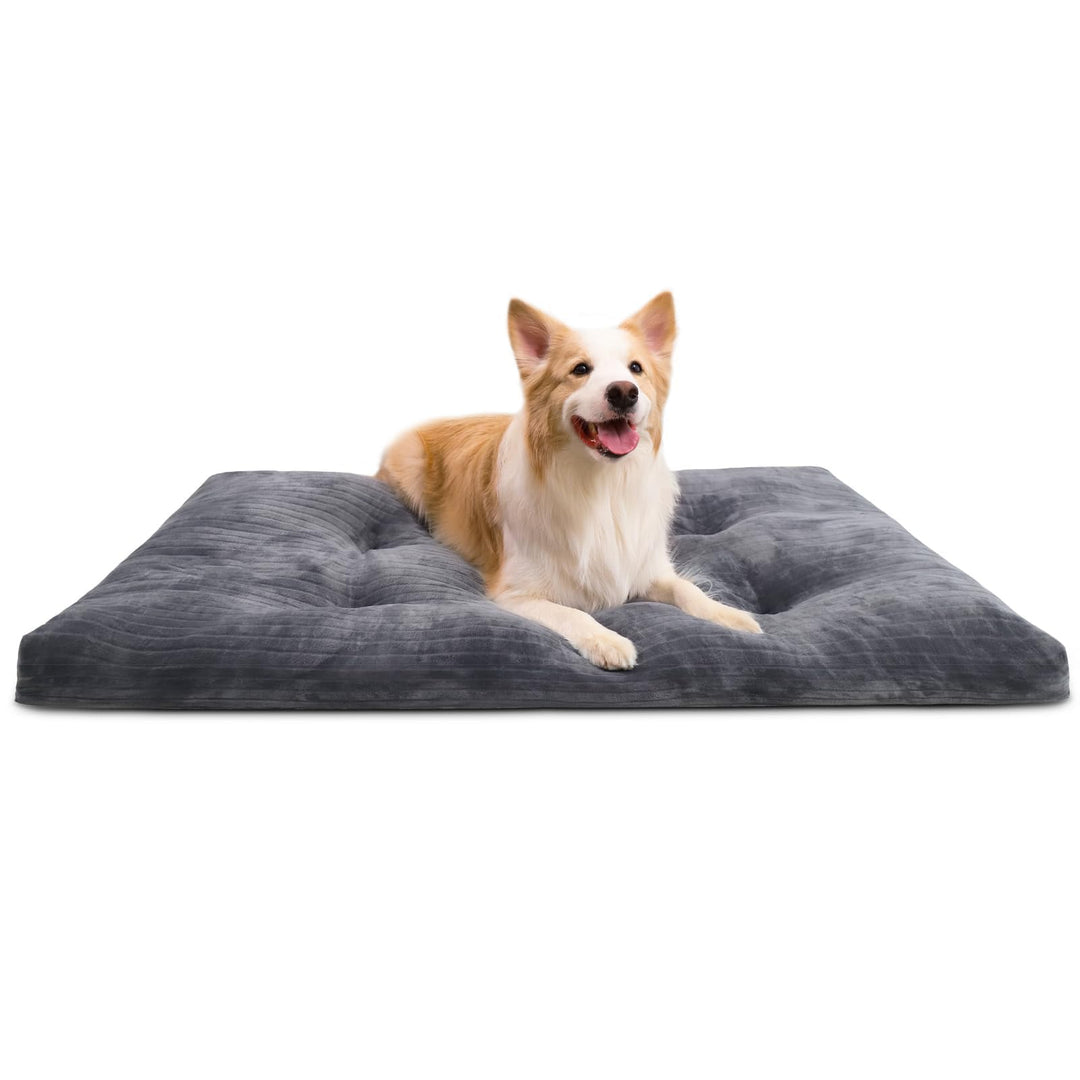 Dog Crate Bed Washable Dog Beds for Extra Large Dogs Deluxe Thick Flannel Fluffy Comfy Kennel Pad Anti-Slip & Anti-Scratch Pet Sleeping Mat, 41 x 27 Inch, Gray