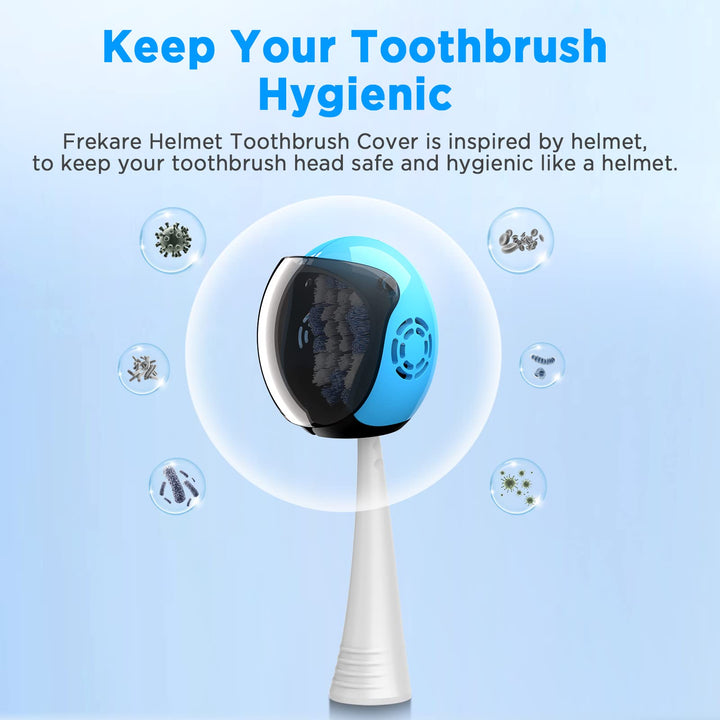 Helmet Toothbrush Covers Caps, Fits Most Manual and Electric Toothbrushes, 4 Count (White, Black, Blue, Red)
