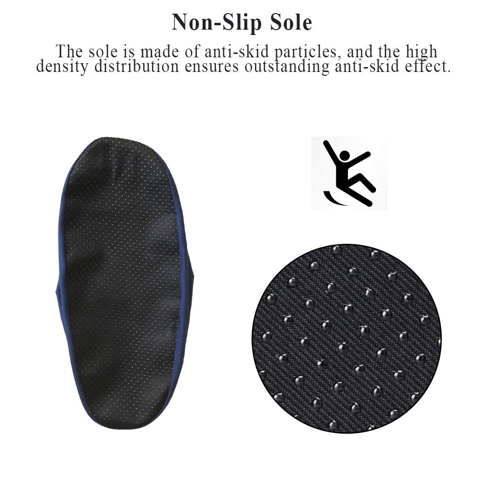 10 Pairs Shoe & Boot Covers, Durable Cotton Breathable Reusable Shoe Covers, Non-Slip Washable Foot & Shoe Booties for Indoors Contractors Workers Shoeless Home (Large - Navy Blue)