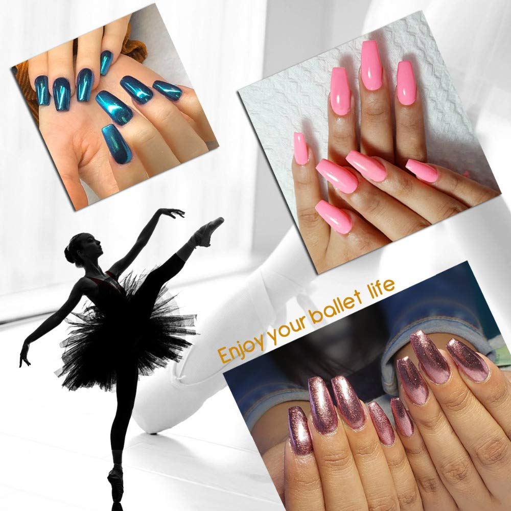 YIMART 500pcs Full Cover Acrylic Coffin Nails Long Ballerina False Nail Tips Ballet Fake Nails Nail Art Tips For Decoration Nails Salon (Natural)