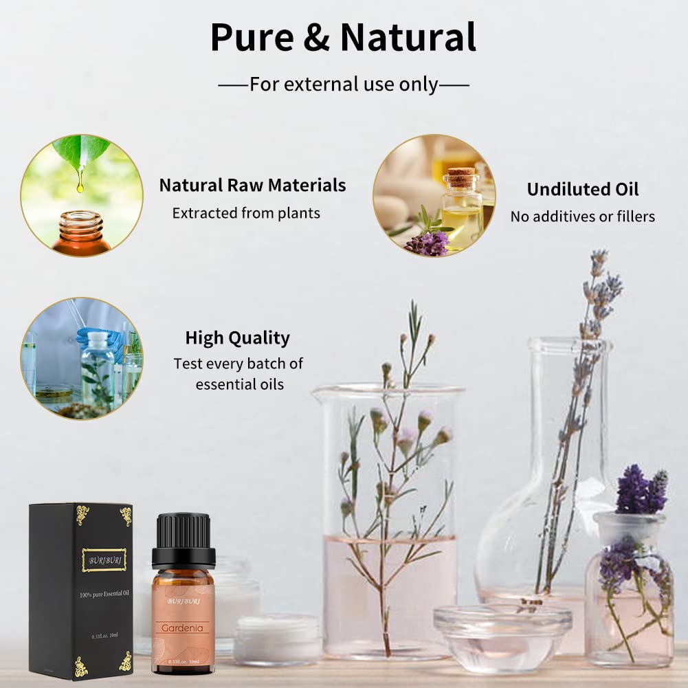 Gardenia Oil and Violet Essential Oil, 100% Pure, Undiluted, Natural, Organic Aromatherapy Essential Oils Gift Set, 10MLx2