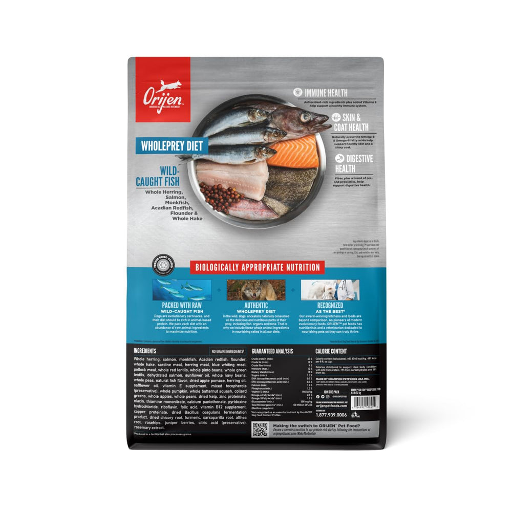 Six Fish Dry Dog Food, Grain Free and Chicken Free Dog Food, Fresh or Raw Ingredients, 4.5lb