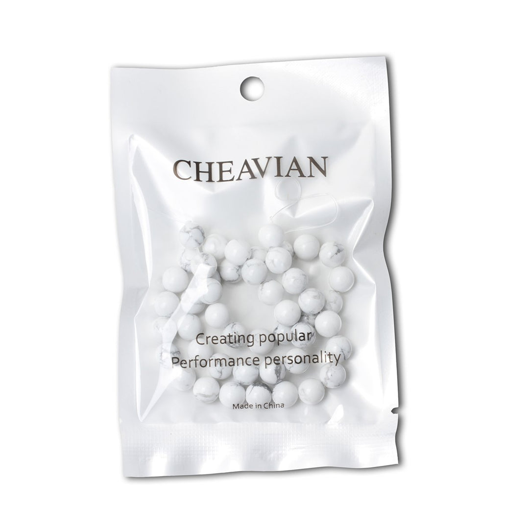 8mm 45PCS Natural White Howlite Gemstone Round Loose Stone Beads for Jewelry Making DIY Crafts Design 1 Strand 15