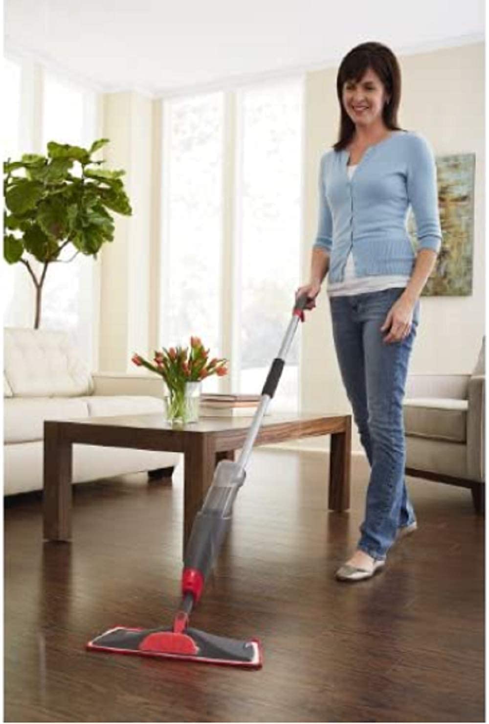 Reveal Spray Microfiber Floor Cleaning Kit for Laminate & Hardwood Floors, Spray Mop with Reusable Washable Pads, Commercial