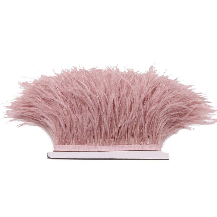 2 Yards Natural & Soft Ostrich Feathers Fringe Trims Ribbon - Used for Dress, Sewing Decoration, Craft Clothing, Boots, Wedding Decoration, DIY, Etc (mistyrose)