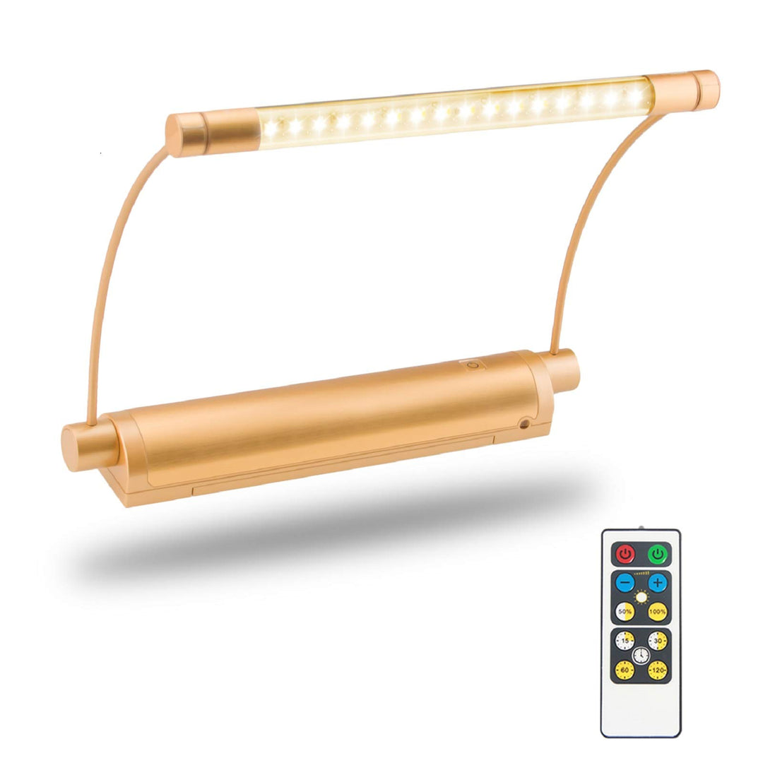 Cordless Painting Light,Battery Operated Picture Light with 9 Inch Light Tube,Art Lights for Painting,Remote Control Timer Auto Off,Dimmable Accent Lighting Picture Artwork-Gold