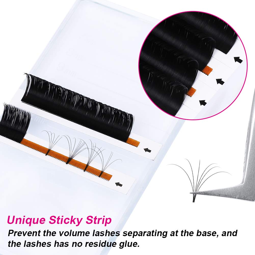 Volume Lash Extensions Easy Fan 3D~10D D Curl Volume Fans 0.05 0.07mm Self Fanning Eyelash Extensions 8-20mm Length(0.05-D, 13mm)