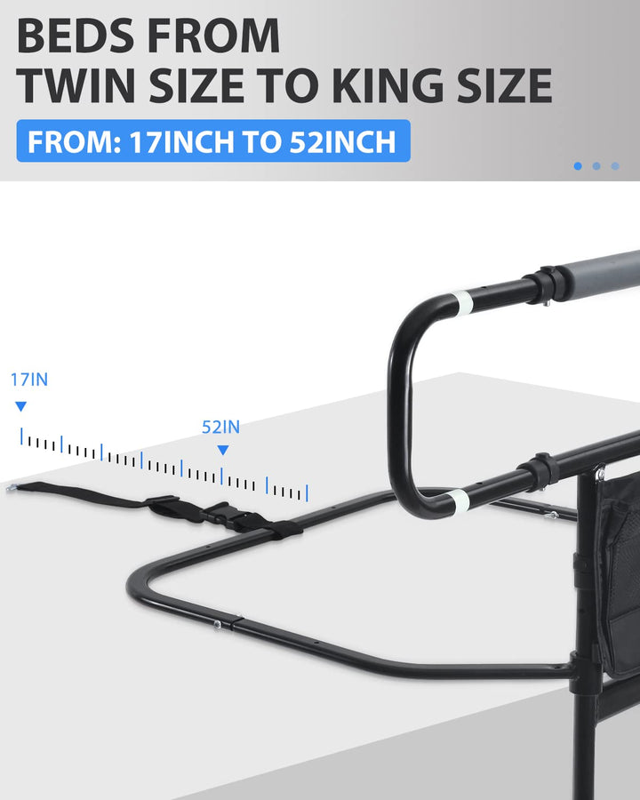 Bed Rail for Elderly, Bed Assist Grab Bar Handle with Storage Pocket, Safety Bed Rails for Elderly Adults Getting in & Out of Bed at Home and Dorm - Fit King, Queen, Full, Twin