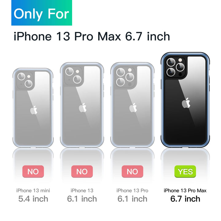 Rainbow Series for iPhone 13 Pro Max Case, Military Grade Protection, Durable Aluminum Frame, Never Yellow Clear Back, Shockproof Phone Case for iPhone 13 Pro Max, Sierra Blue