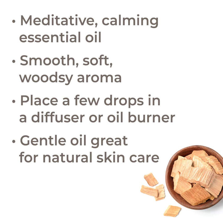 USDA Certified Organic Sandalwood Essential Oil. 100% Pure, Undiluted, Therapeutic Grade. 10 ml (1/3 oz).